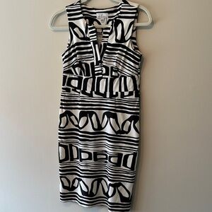 Jude Connally Black and White Patterned Dress